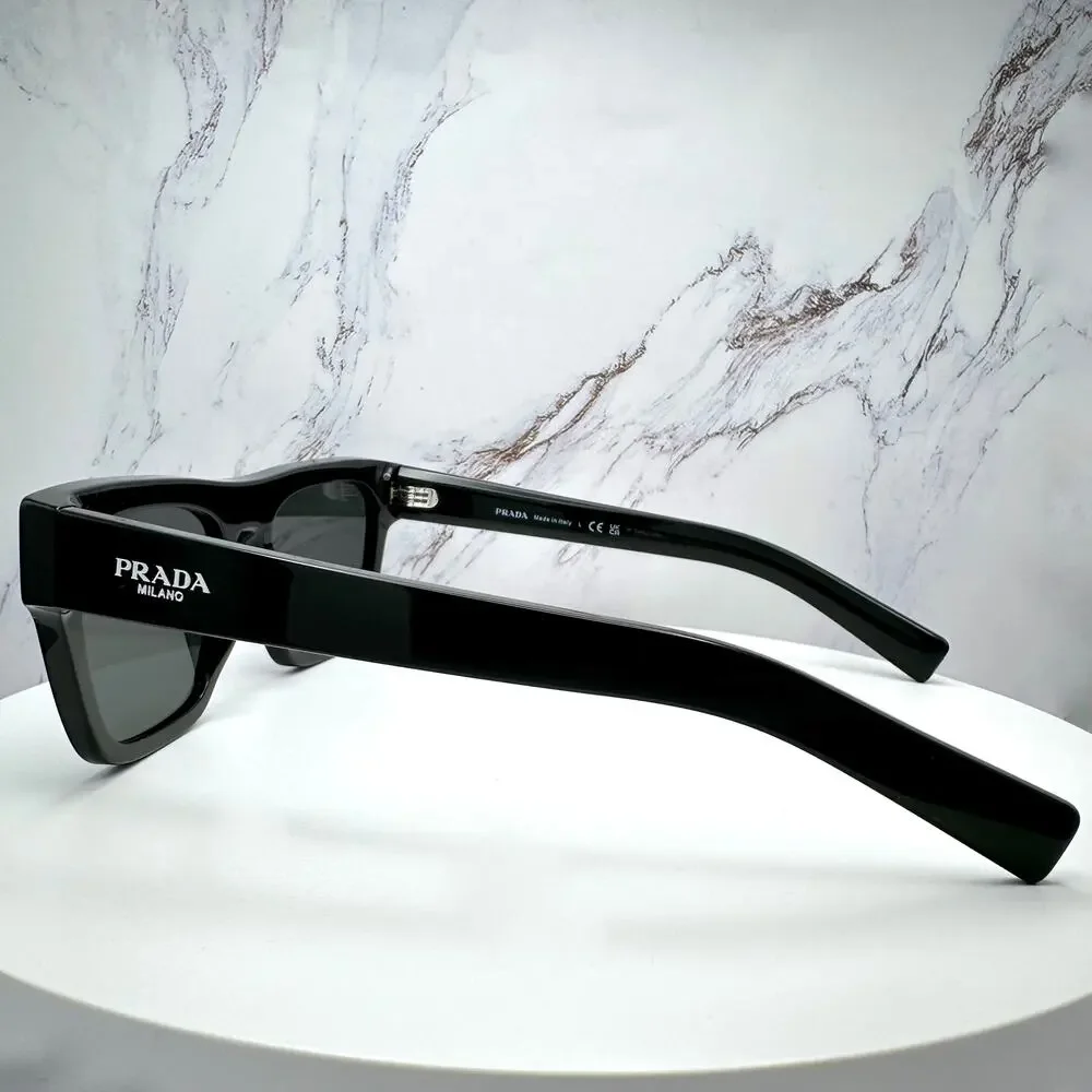 NEW PRADA Sunglasses Black Square Rectangle 54mm w/ Box & Case PRADA - Picture 14 of 16